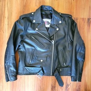 Women's black genuine leather jacket size 12